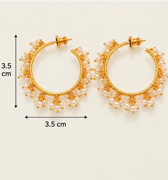 Pearl Charm Hoop Earrings
