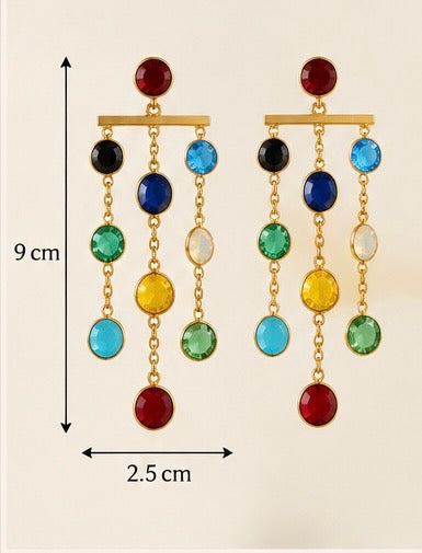 Multicolour Gemstone Cascade Drop Earrings